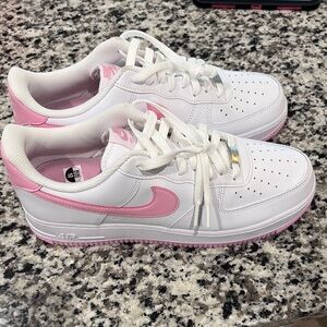 Nike Air Force 1 White and Pink Shoes
